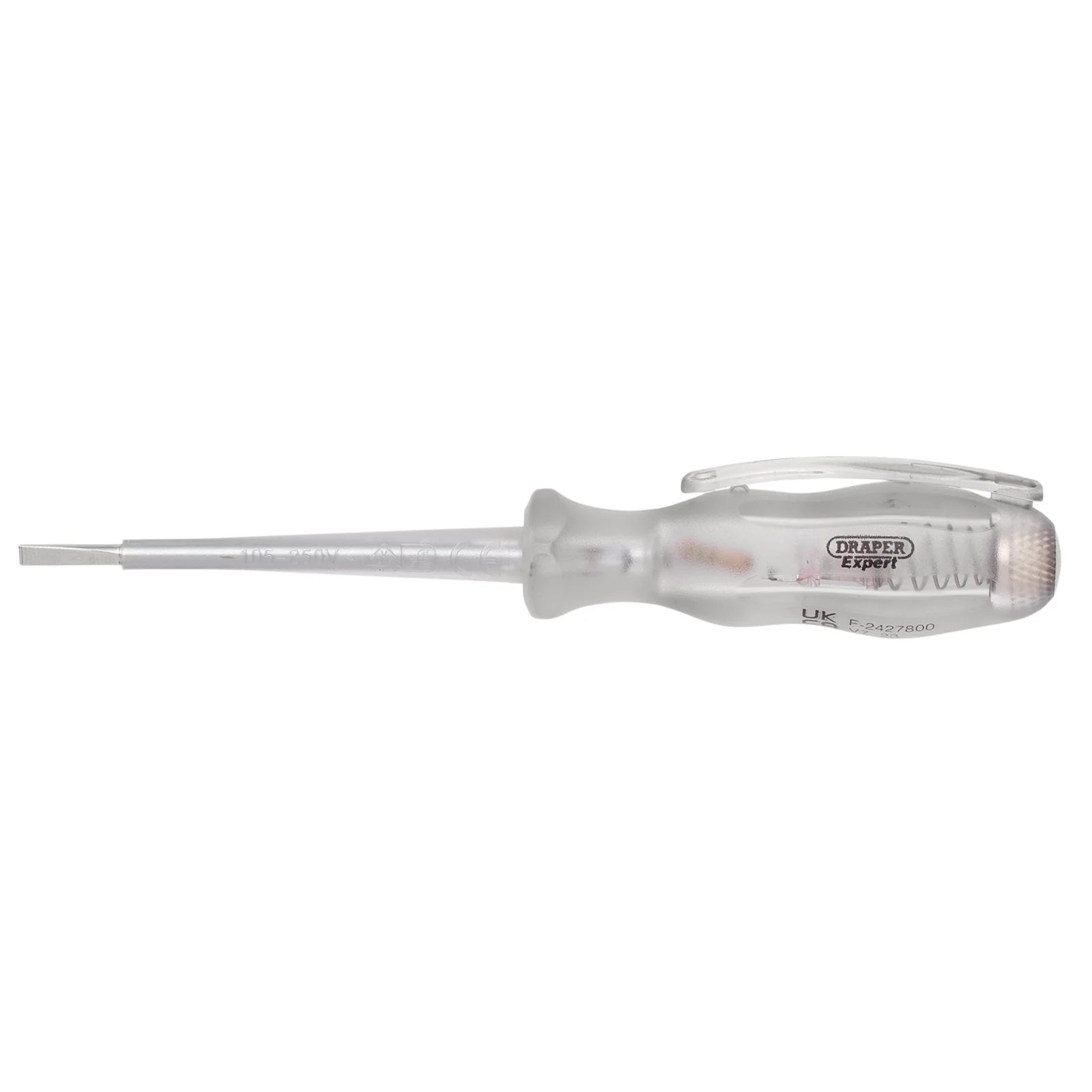 Draper Expert VDE Mains Tester Screwdriver, 105-250V AC, 140mm - VDEMT-140