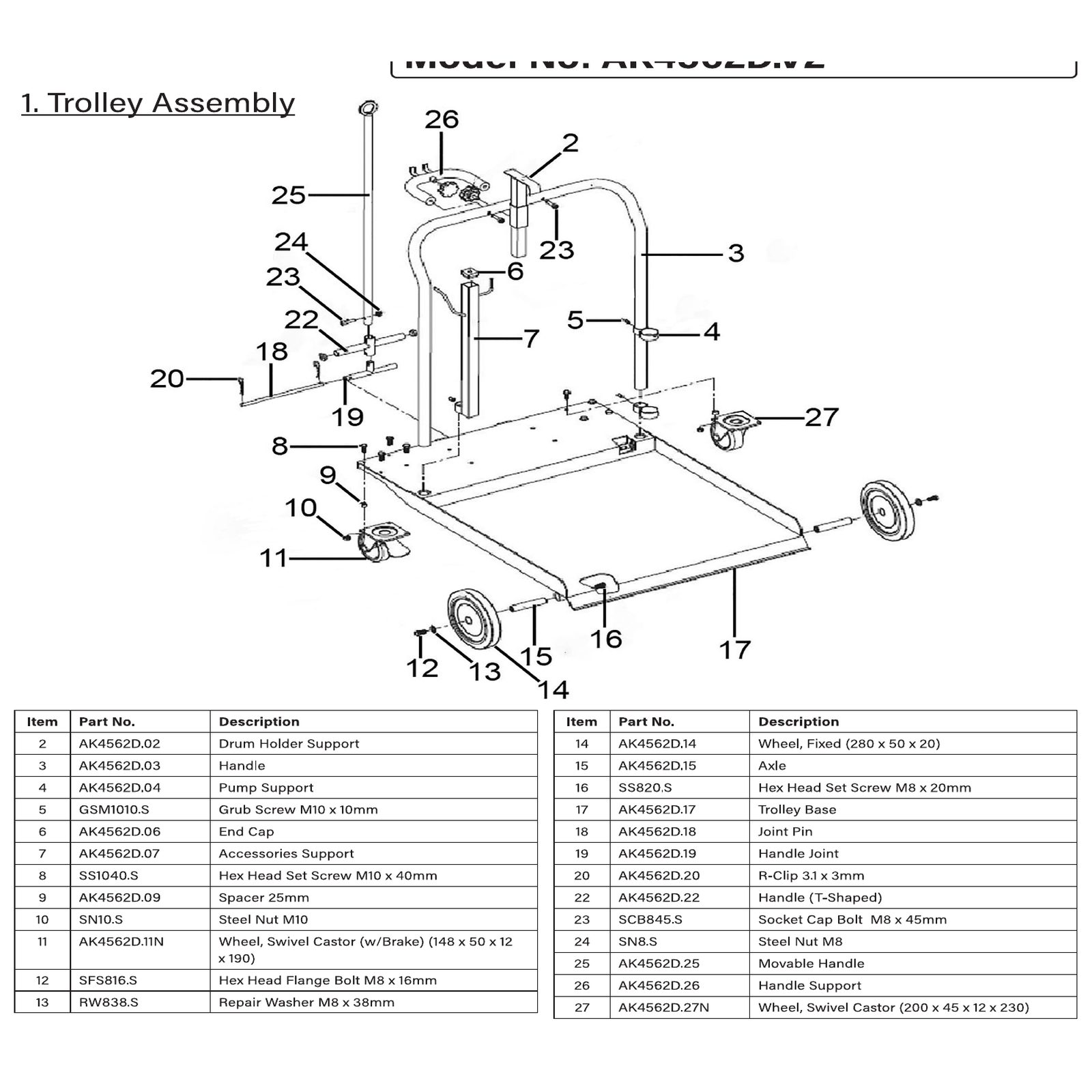 Sealey Handle support AK4562D.26