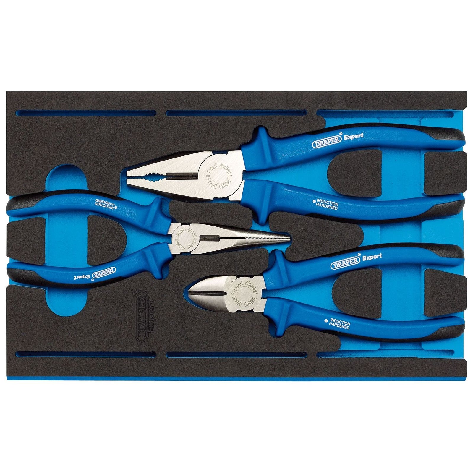 1x 3 Piece Draper Expert Quality Heavy Duty Plier Set in EVA Drawer insert Tray