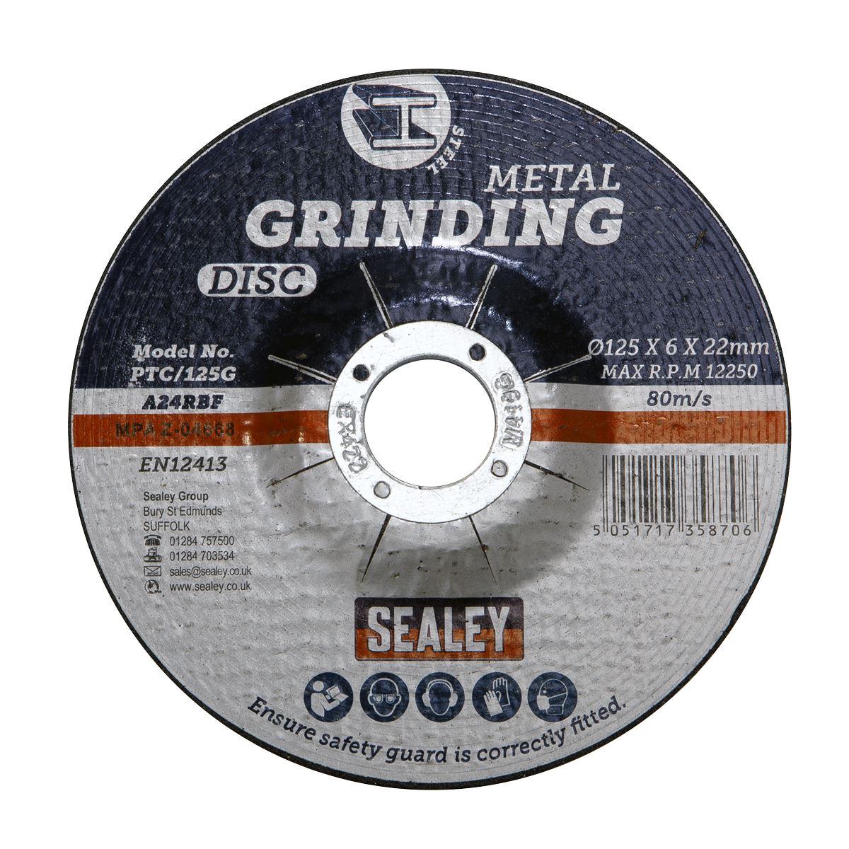 Sealey Grinding Disc125 x 6mm22mm Bore PTC/125G