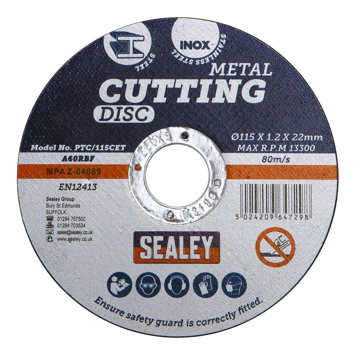 Sealey Cutting Disc115 x 1.2mm22mm Bore PTC/115CET