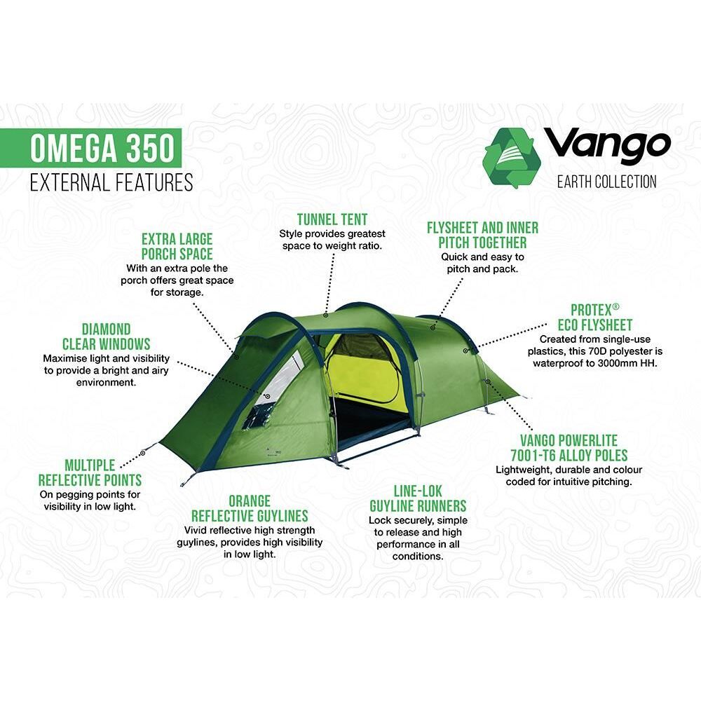 Vango Omega 350 Pamir Green 3 Person Tent