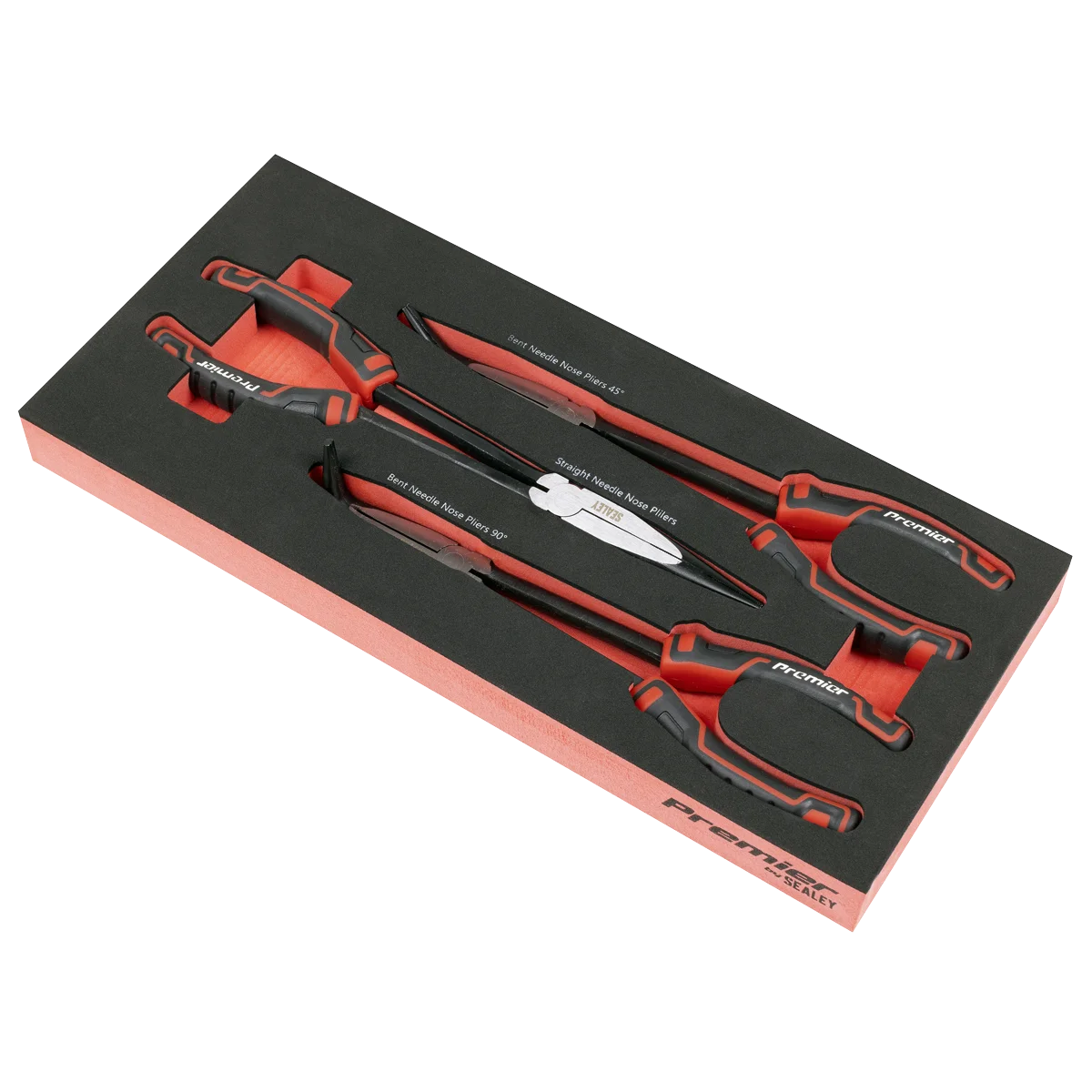 Sealey Premier Long Needle Nose Pliers Set 3 Piece with Tool Tray TBT58