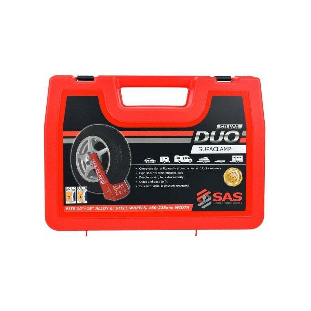 SAS Supaclamp Duo Wheelclamp Alloy or Steel Wheels 10" to 15" Sold Secure Silver