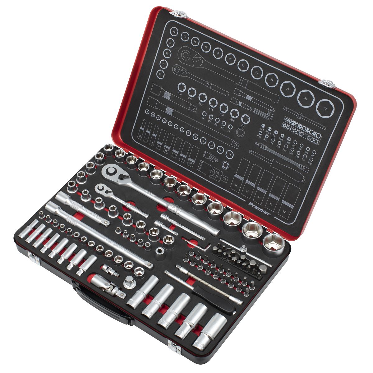 Sealey Premier Platinum Premier Platinum Socket Set 1/4" & 1/2"Sq Drive 108pc