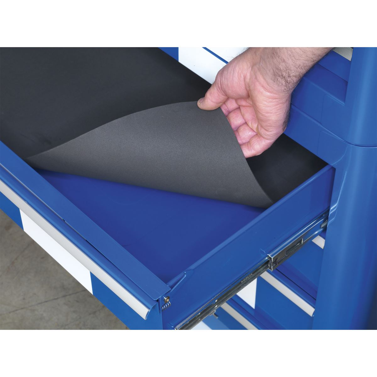 Sealey Rollcab 4 Drawer Retro Style Blue with White Stripes AP28204BWS