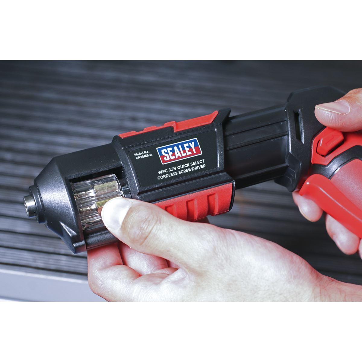 Sealey Cordless Screwdriver Quick Select 14pc 3.7V Lithium-ion CP36MS