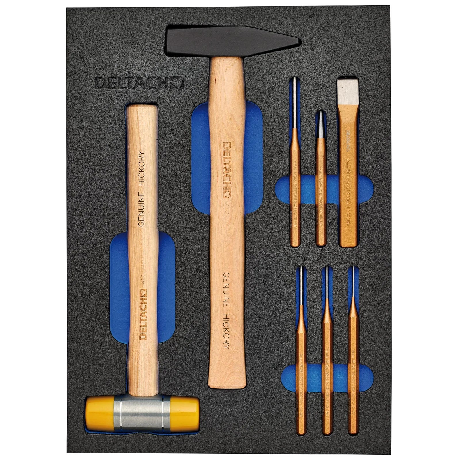 BUNKER Hammer and Pin Punch Set in EVA Foam Inlay (8 Piece) - DELTACH-561023
