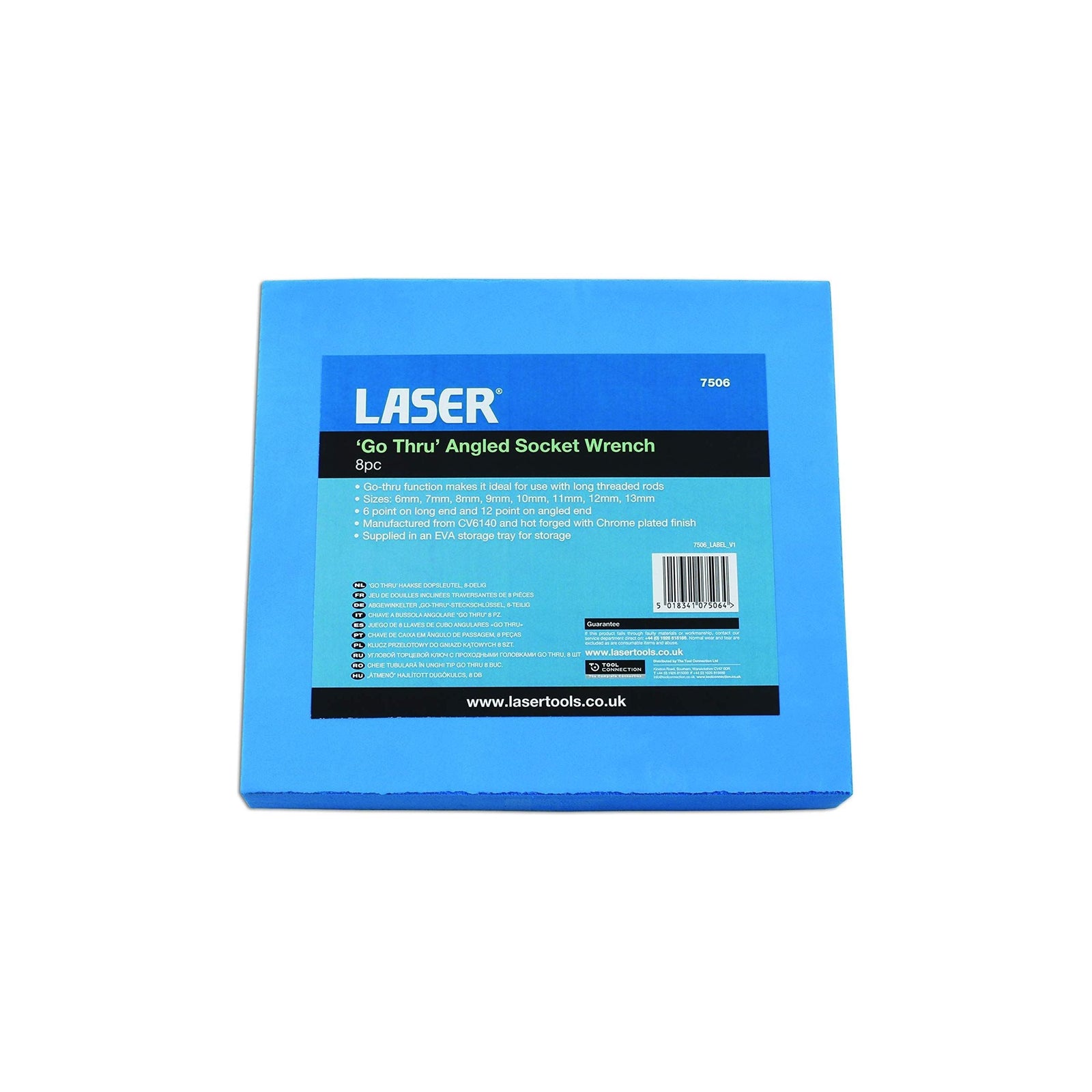 Laser Go Thru Angled Socket Spanner Set 8pc 7506