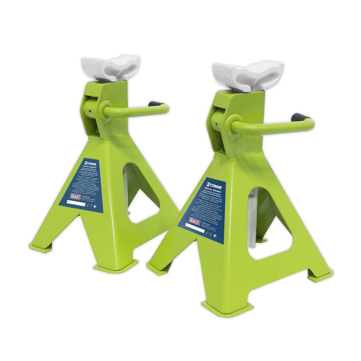 Sealey AXLe Stands (Pair) 2 Tonne Capacity per Stand Ratchet Type Hi-Vis Green