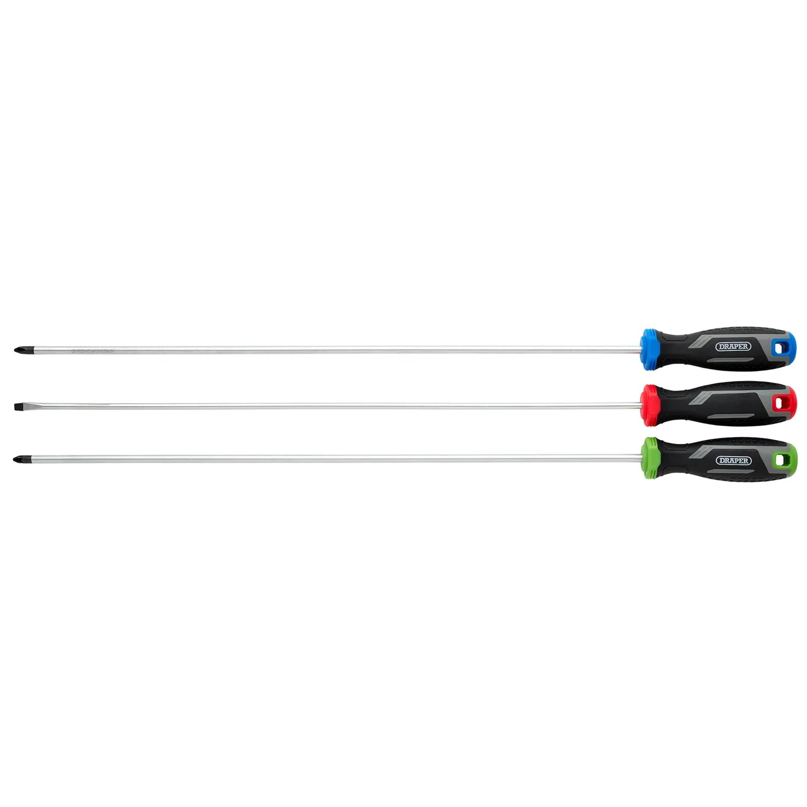 Draper Long Reach Soft Grip Screwdriver Set (3 Piece) - 200/S1