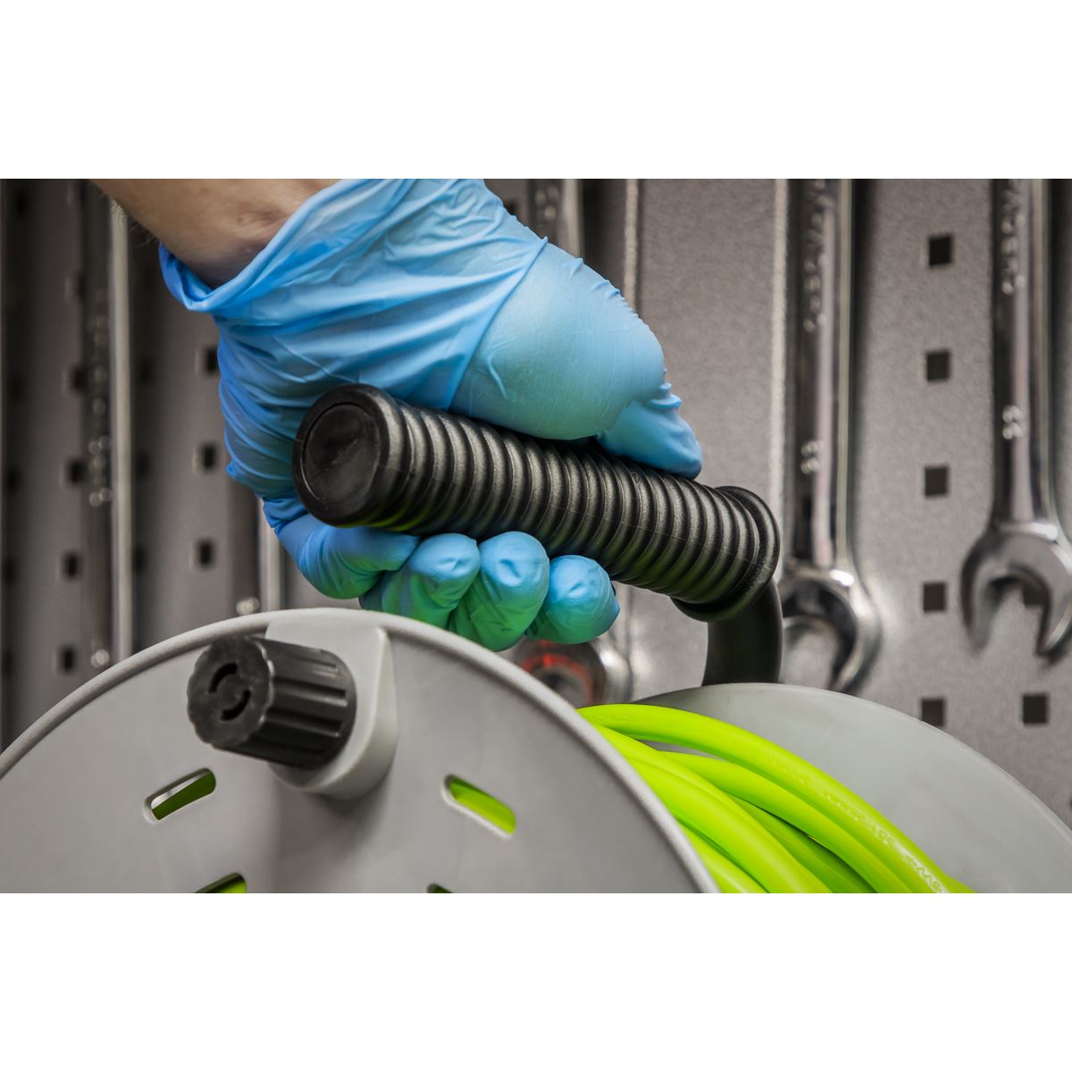 Sealey 50m Cable Reel with Thermal Trip 4 x 230V - Hi-Vis Green BCR50G