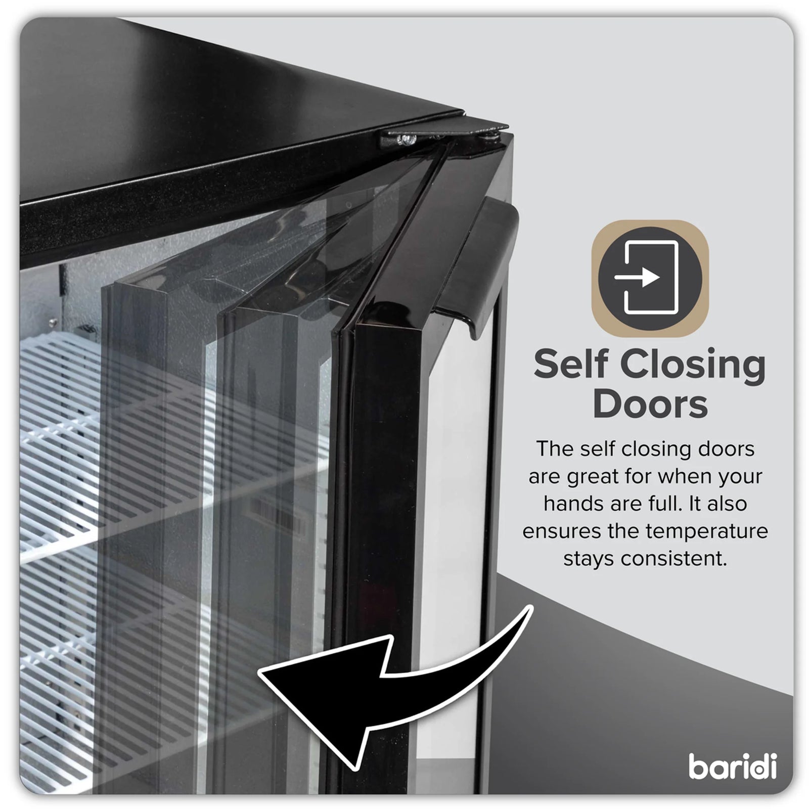 Baridi Back Bar Drinks Fridge DH272 190L Capacity - Black