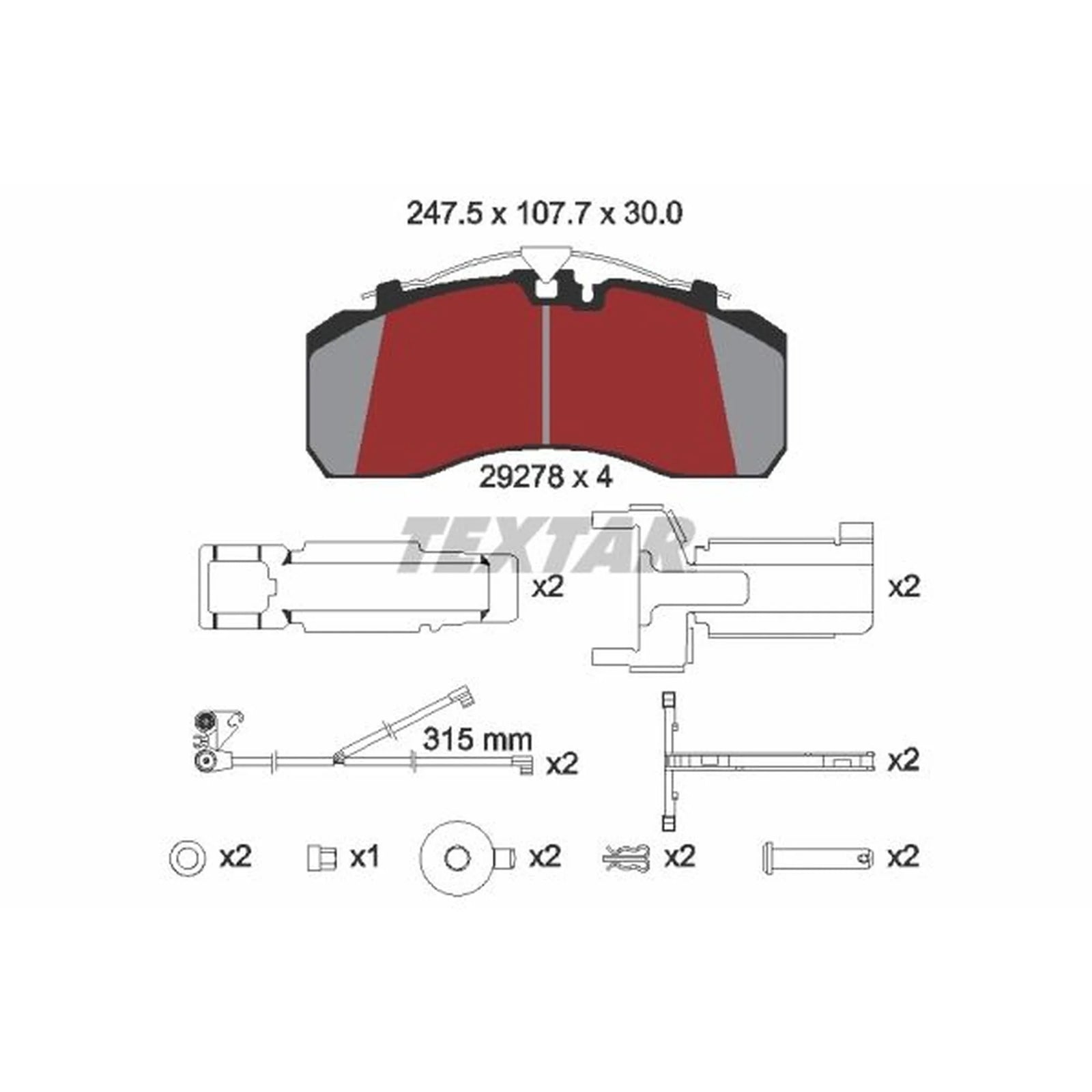 Textar Rear Brake Pad Set 2927804