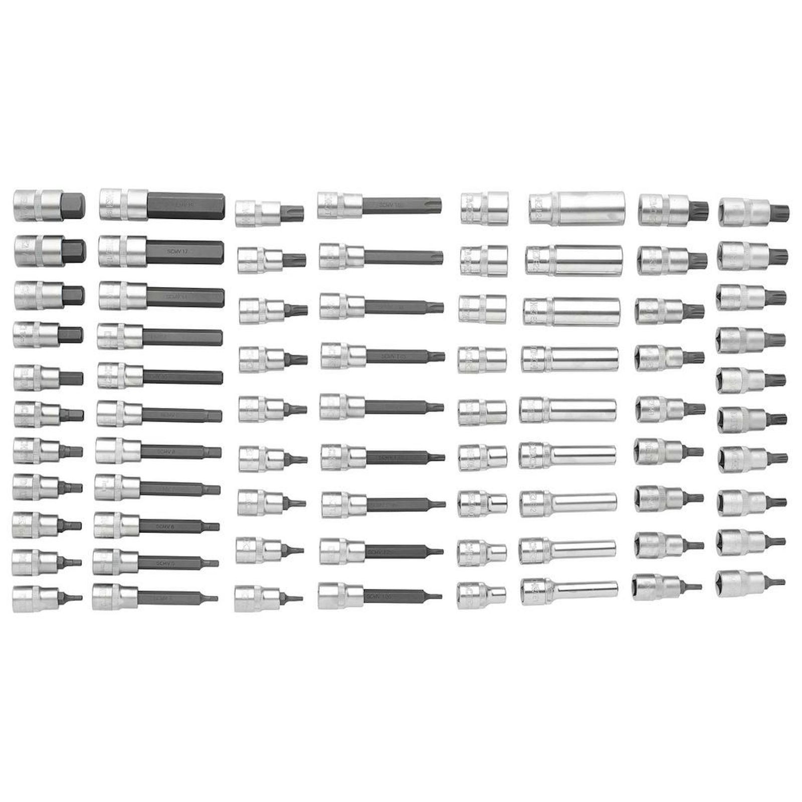 BUNKER Torx, Hexagon, E-Torx, Multi-Tooth/Spline, Ribe Socket Set, 1/2" Sq. Dr. in EVA Foam Inlay
