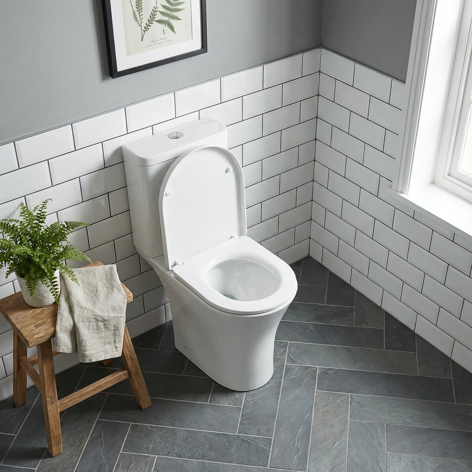 Baridi Close Coupled Toilet DH332 Rimless Flush White