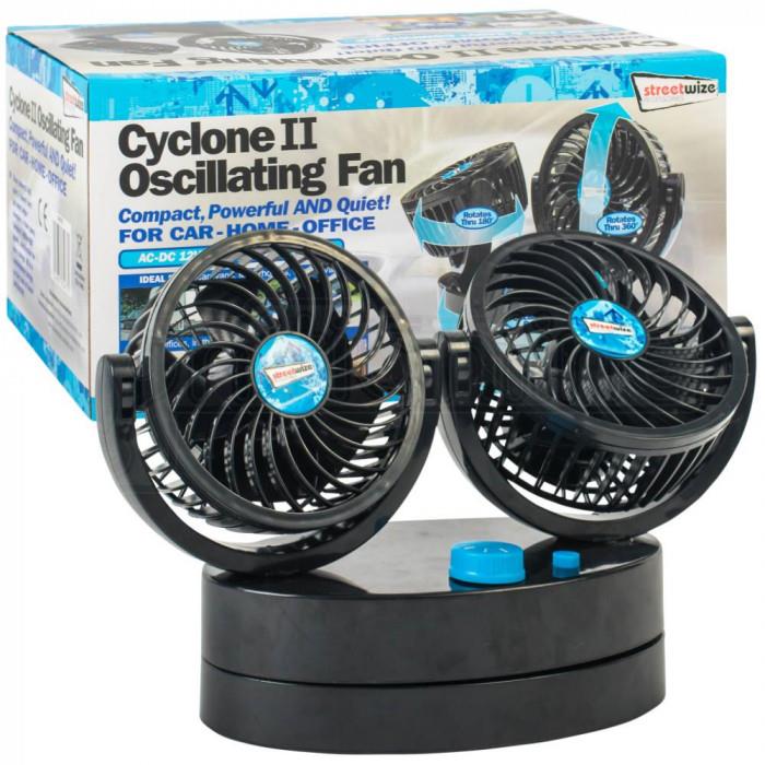 12v Dual Air Fan 360° All-round Rotation Automotive Cooling Cooler Car Van SWCF5