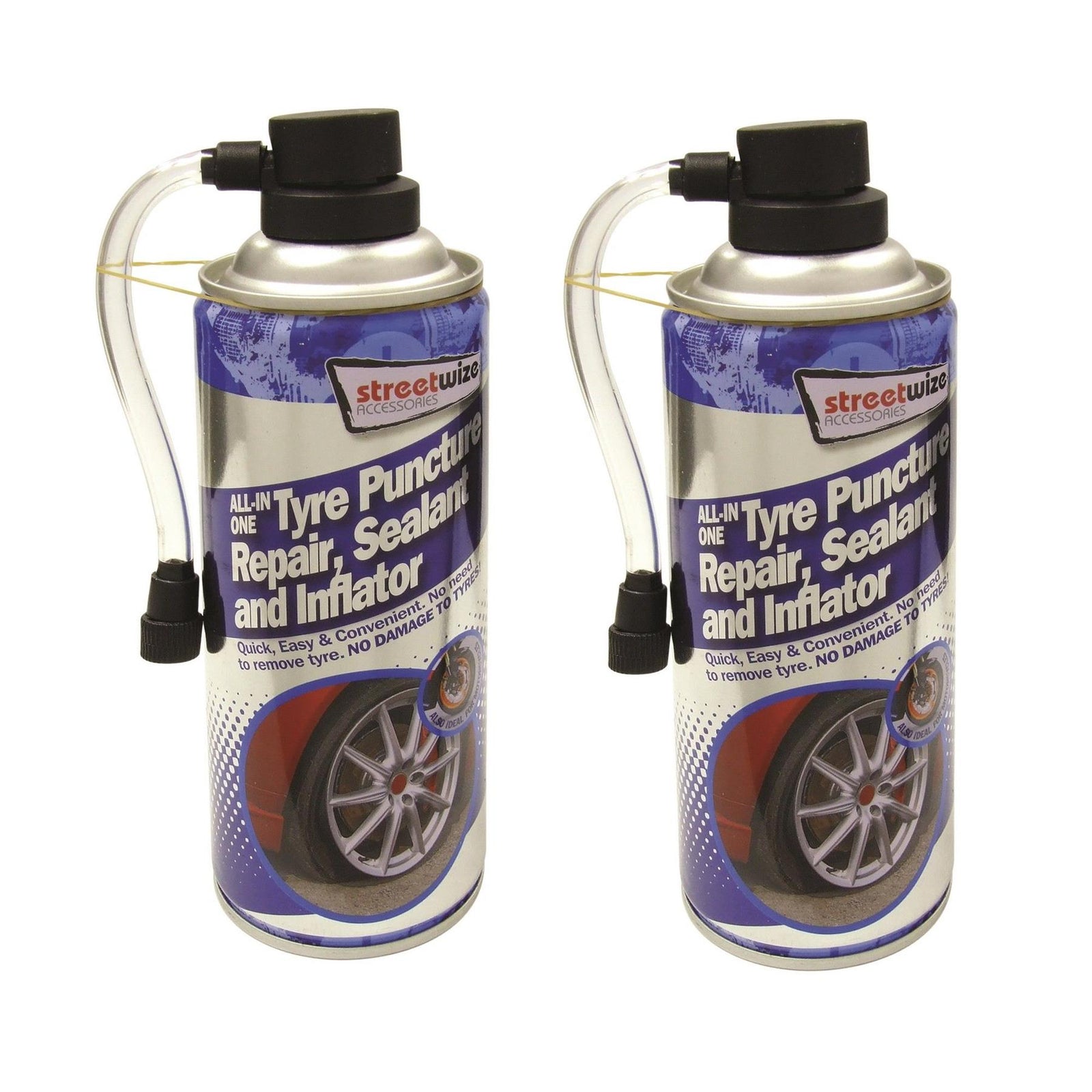 2 x Emergency Car Flat Tyre Fix Puncture Repair Foam Sealant & Inflator Can CHM8