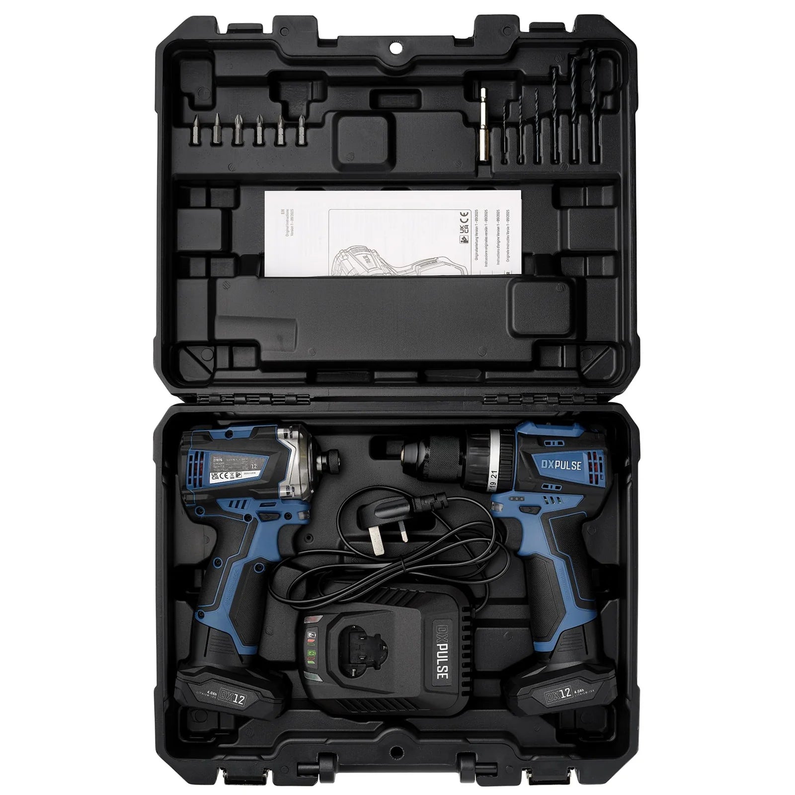 DXPULSE 12V Brushless Combi Drill & Impact Driver Kit, 1/4" Sq. Dr., 2 x 4.0Ah