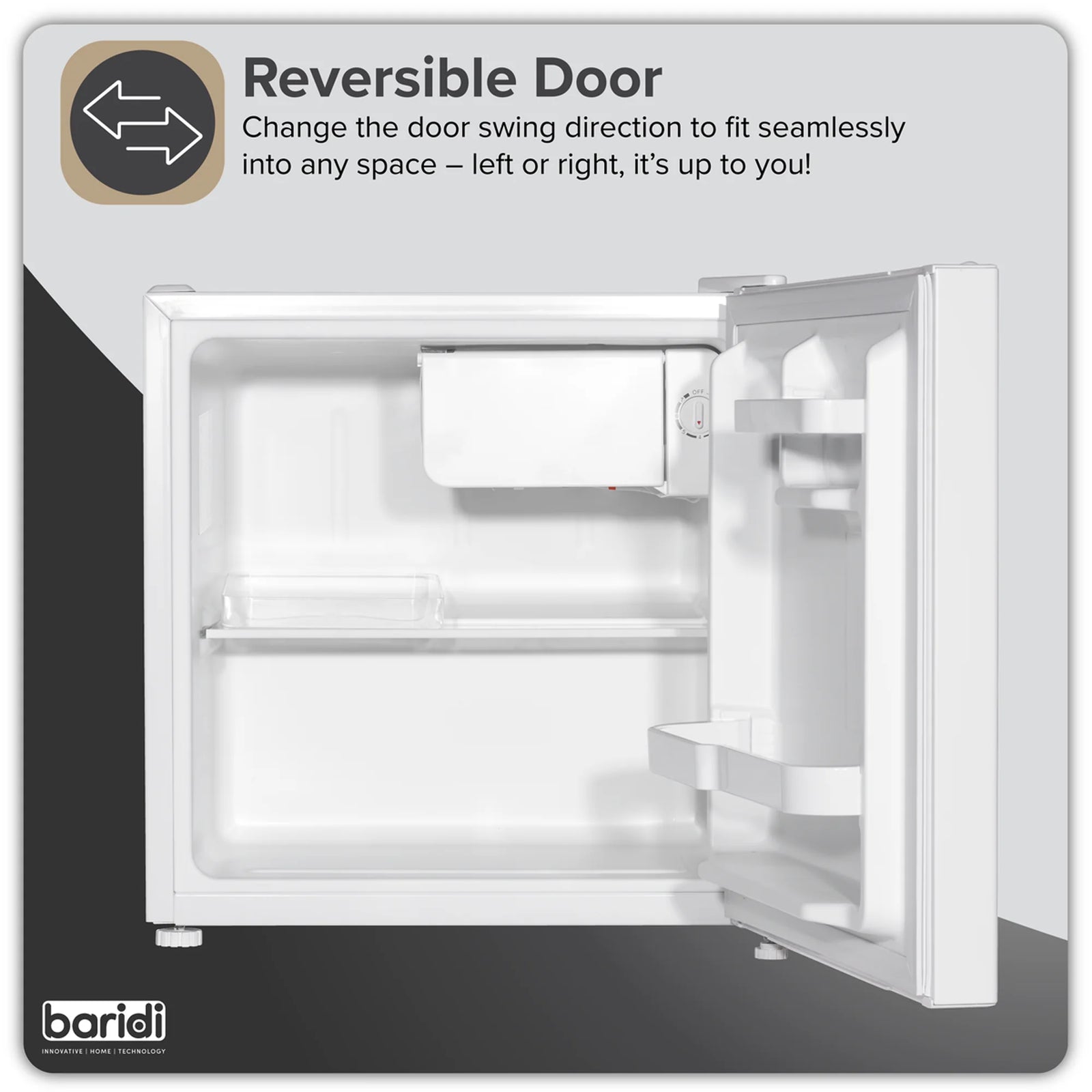Baridi Tabletop Fridge DH256 46L Capacity Adjustable Thermostat - White