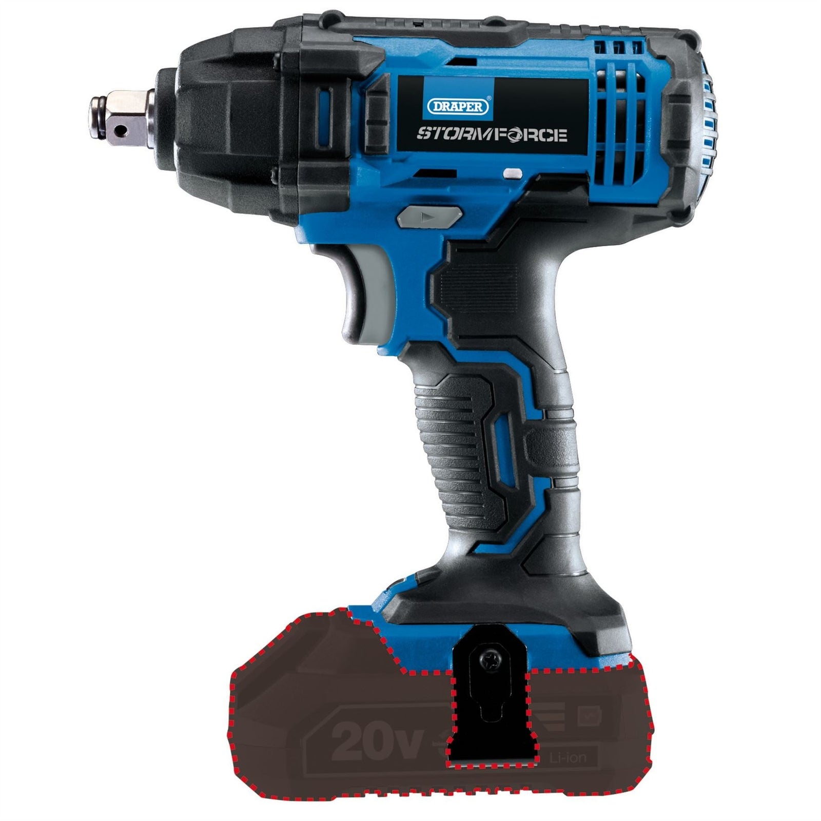 Draper Storm Force 20V Mid-Torque Impact Wrench, 1/2", 250Nm (Sold Bare)