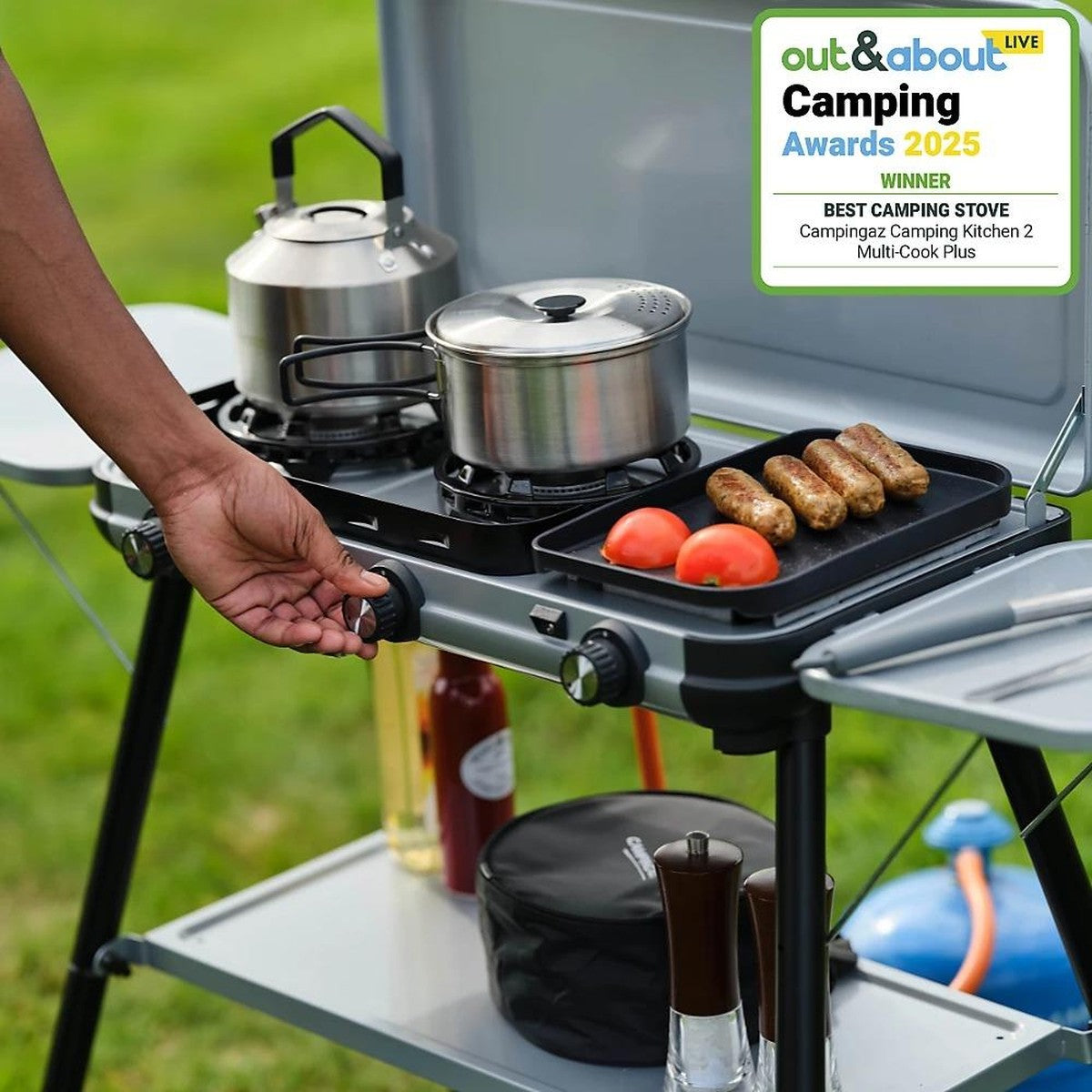 Campingaz Camping Kitchen 2 Multi Cook Plus Gas Stove Raised