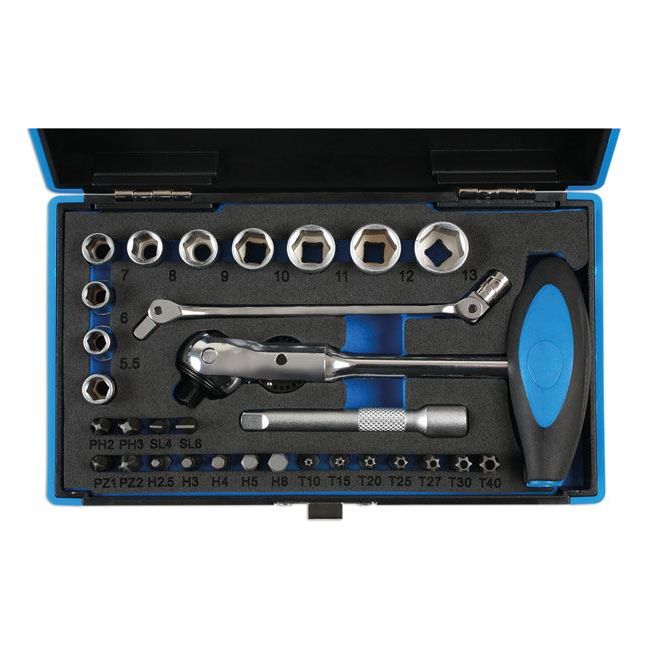 Laser Roto Lock Socket and Bit Set 1/4"D 31pc 6916
