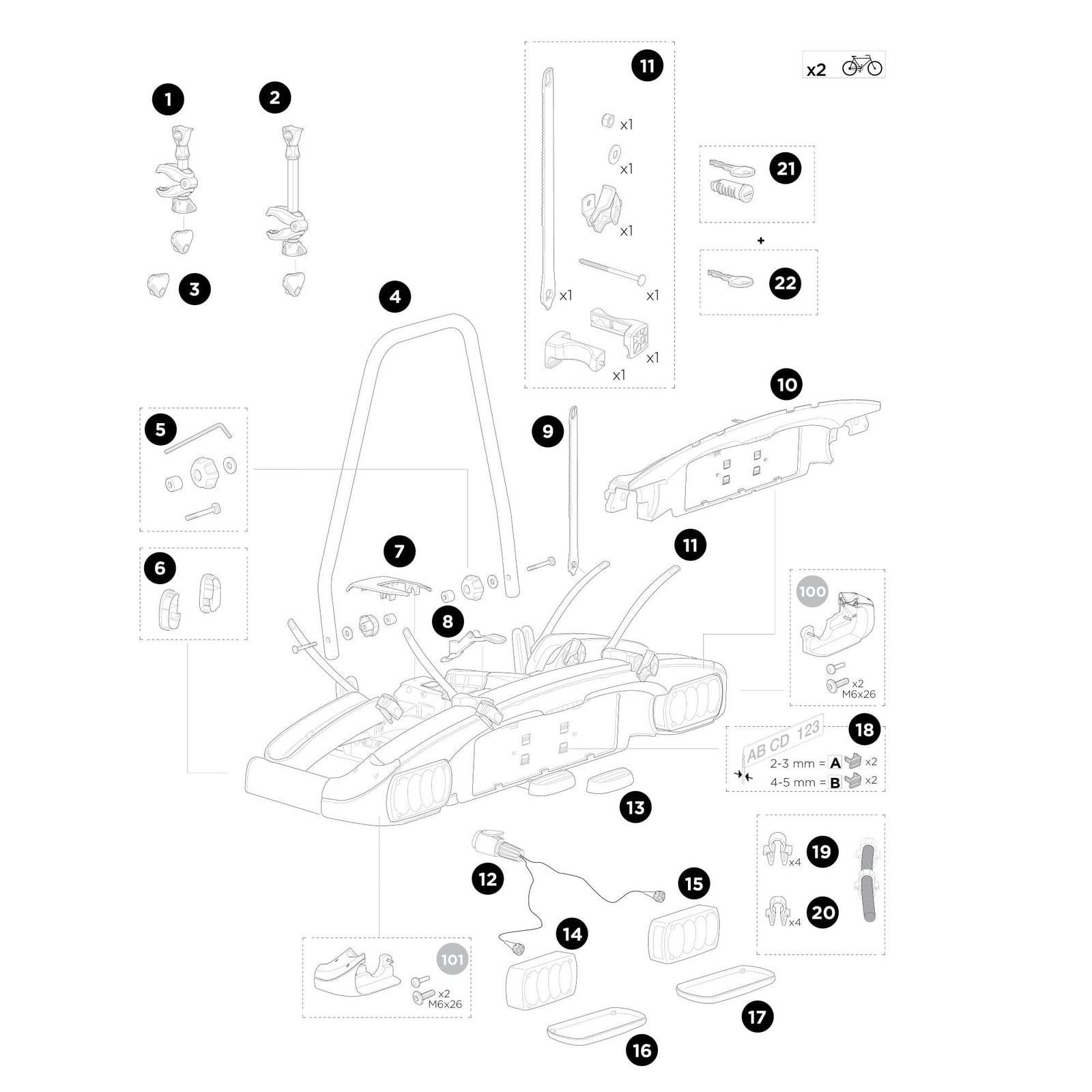 Thule End Cap Set for EuroClassic - 2 Pieces