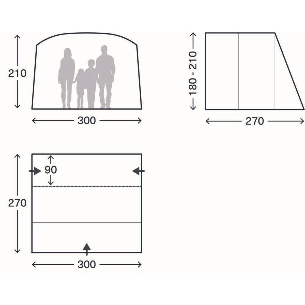 Kampa Waypoint Low Drive Away Awning Campervan Awning 180-210 cm