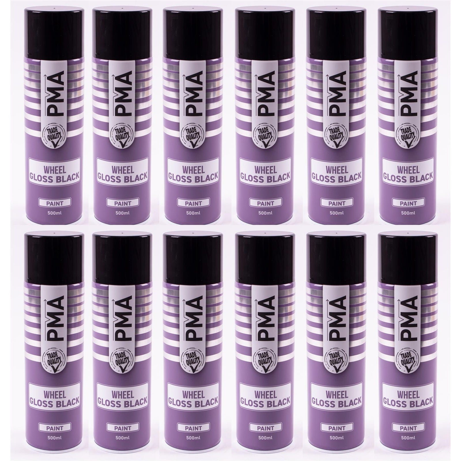 12x Autotek GLOSS BLACK Wheel Paint 500ml Spray Paint High Coverage