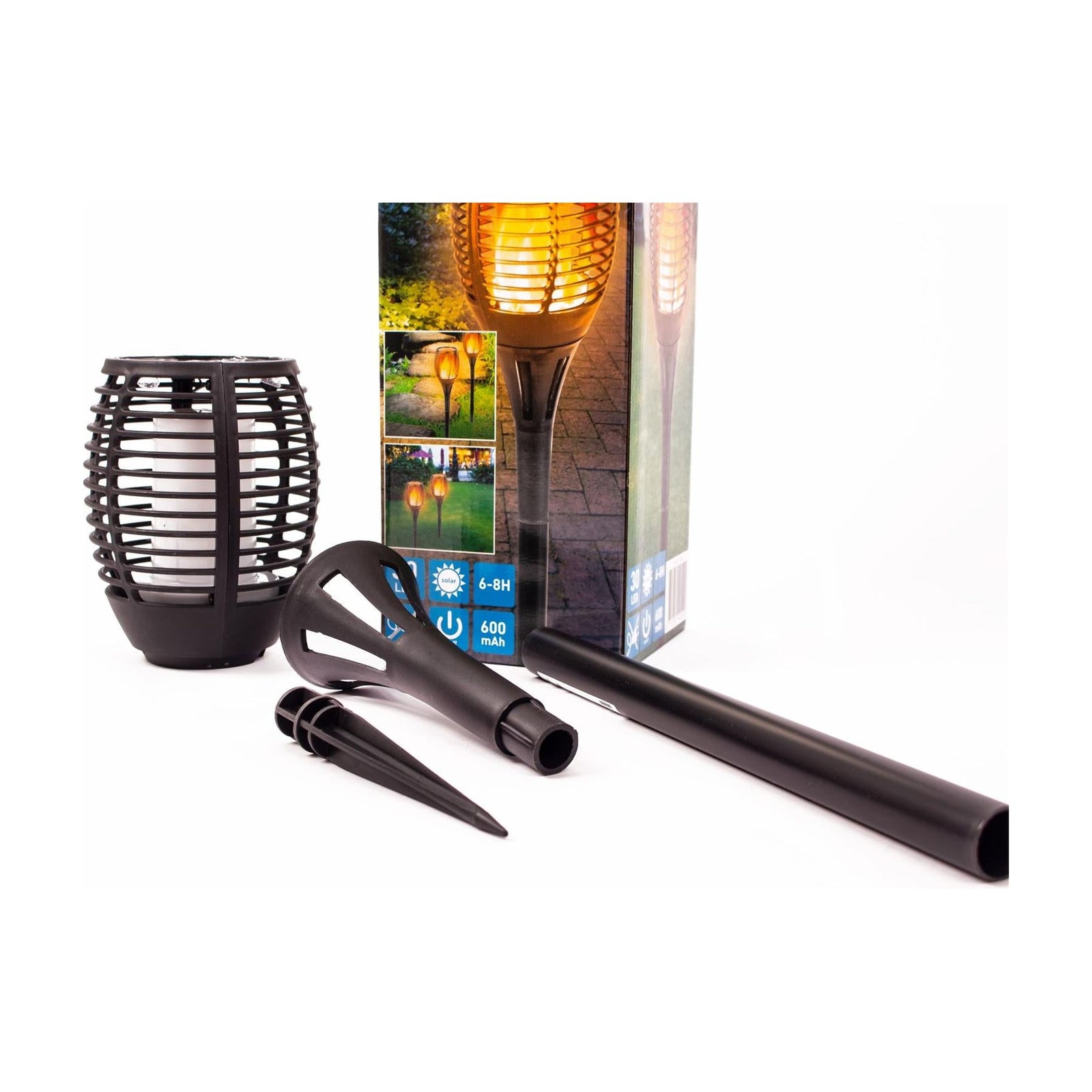 30 LED Flame Solar Torch Light Waterproof Flickering Dancing Path Garden Lamp