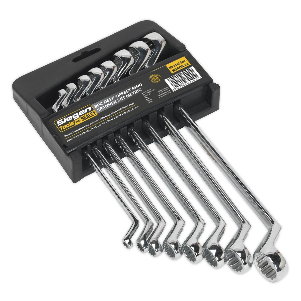 Seigen by Sealey Deep Offset Ring Spanner Set 8pc Metric S0405