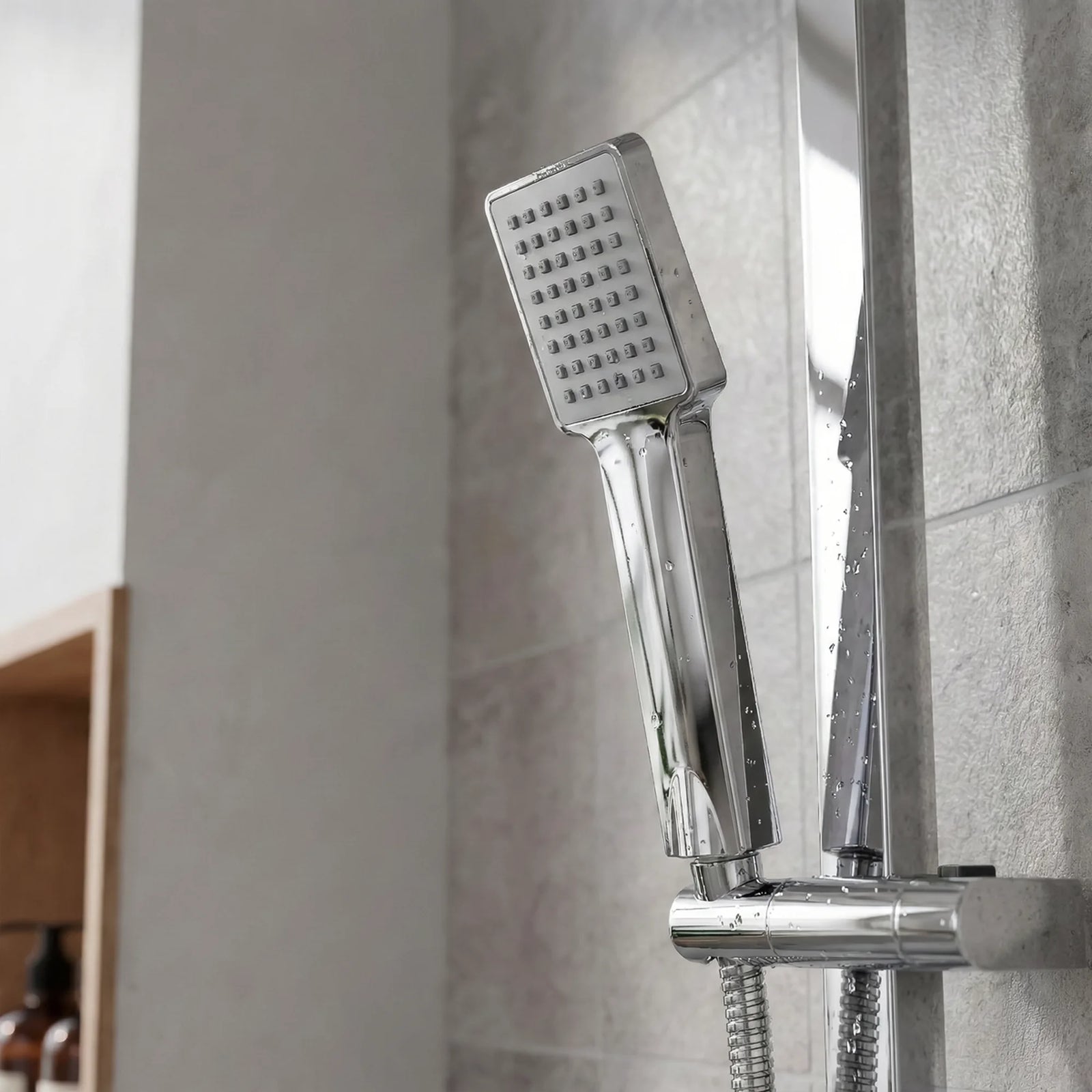Baridi Thermostatic Shower Mixer Set 20x20cm Square Head