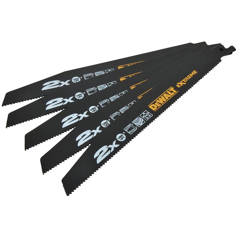 Dewalt Power Tools 2X Life General Purpose Reciprocating Blade 152mm x 10 TPI Pack of 5