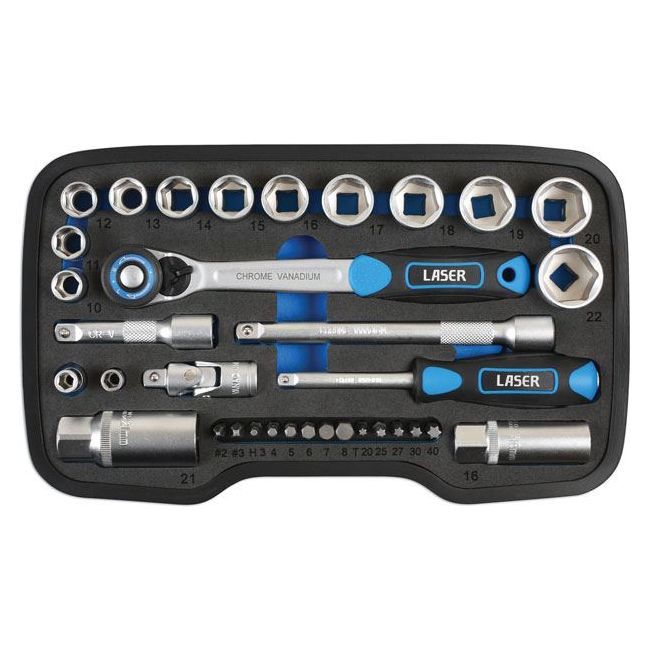 Laser Socket Set 3/8"D, 1/4"D 34pc 6918