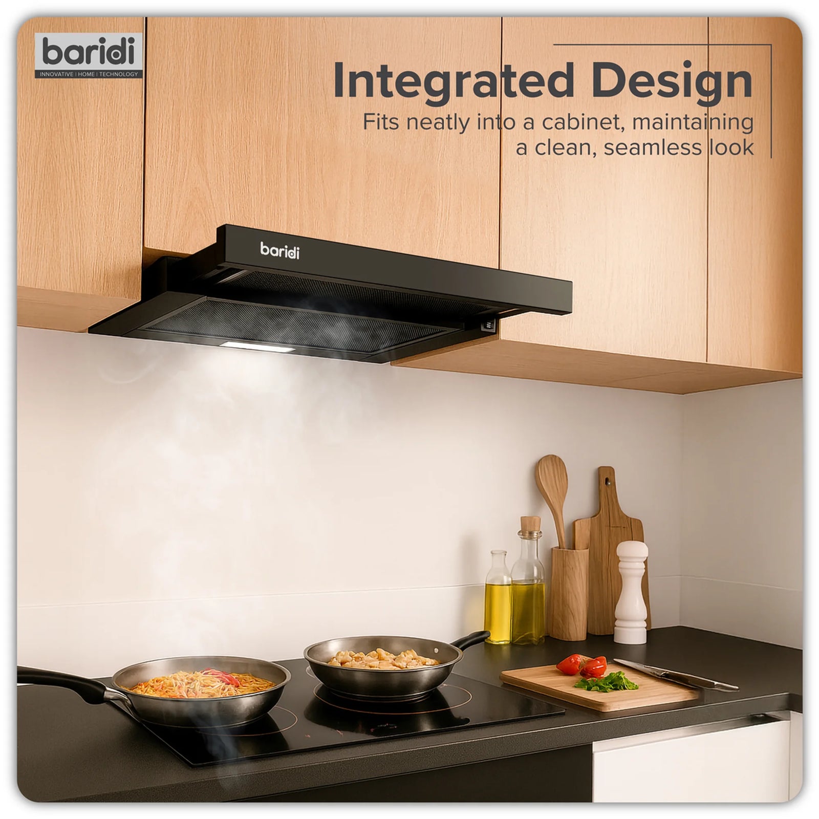 Baridi Wall Mounted Cooker Hood 60cm - 33W Power