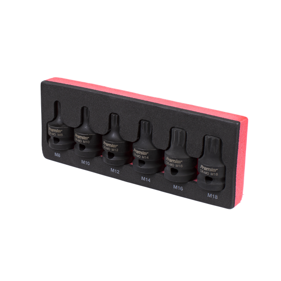 Sealey Impact Spline Socket Bit Set 6pc 1/2"Sq Drive AK5608