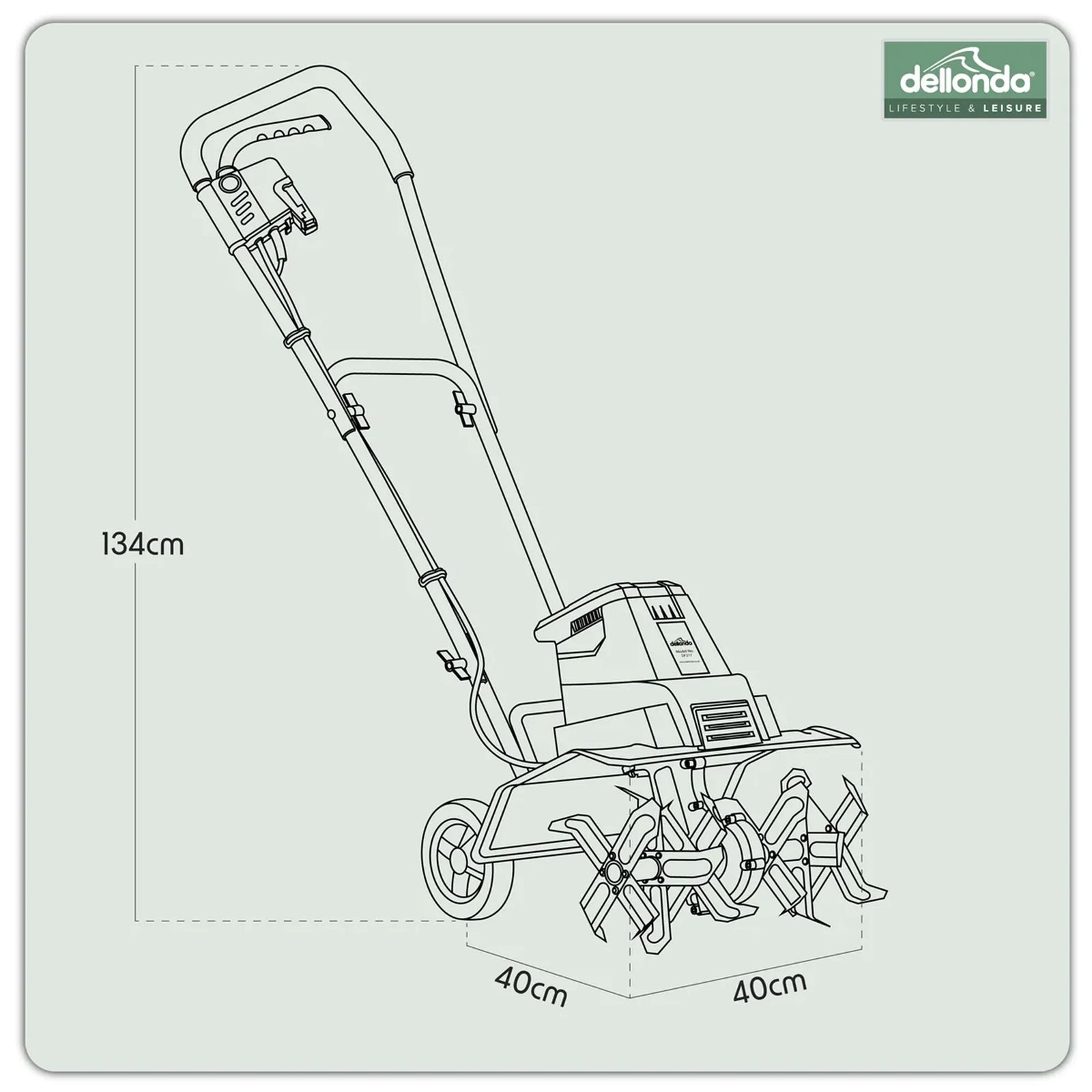 Dellonda Electric Tiller DG217 1500W 40cm Cutting Width
