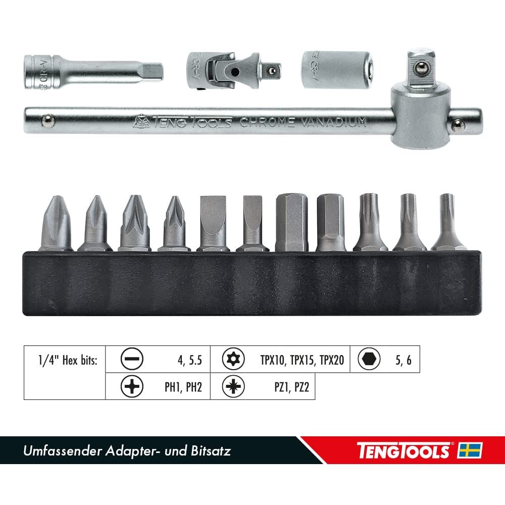 Teng Tools 1/4" Socket Set 6 pt TT1 35 Pieces