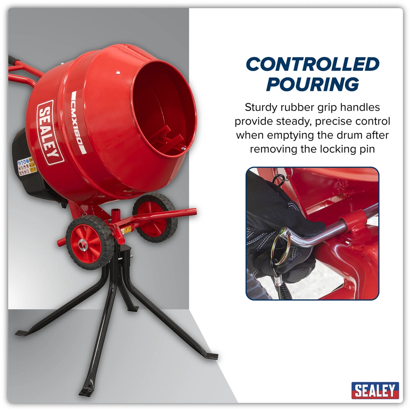 Sealey Cement Mixer CMX160 160L 650W with Stand