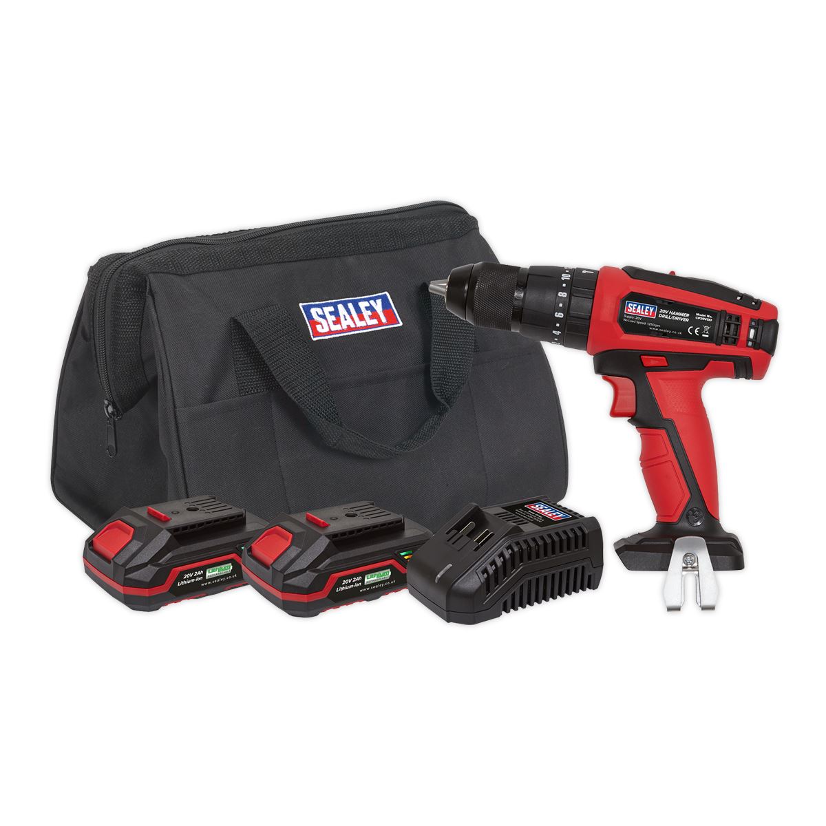 Sealey Combi Drill Kit13mm 20V SV20 Series 2 Batteries CP20VDDKIT
