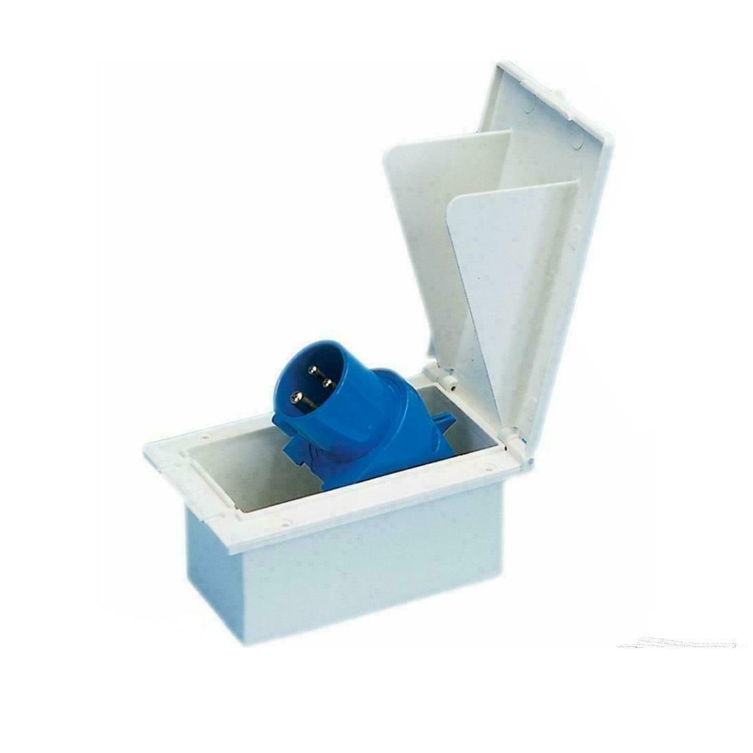 Mains Hook Up Inlet Socket White for Motorhome, Caravan, Camper, Boat PO114
