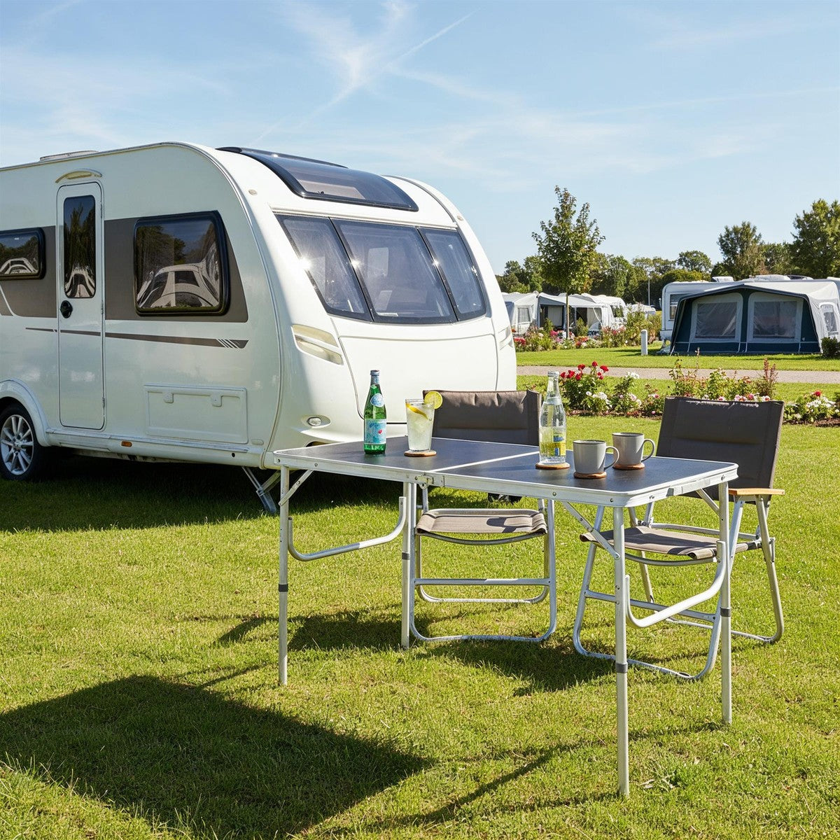 Leisurewize Folding Camping Table with Adjustable Legs Outdoor 120x60x70CM