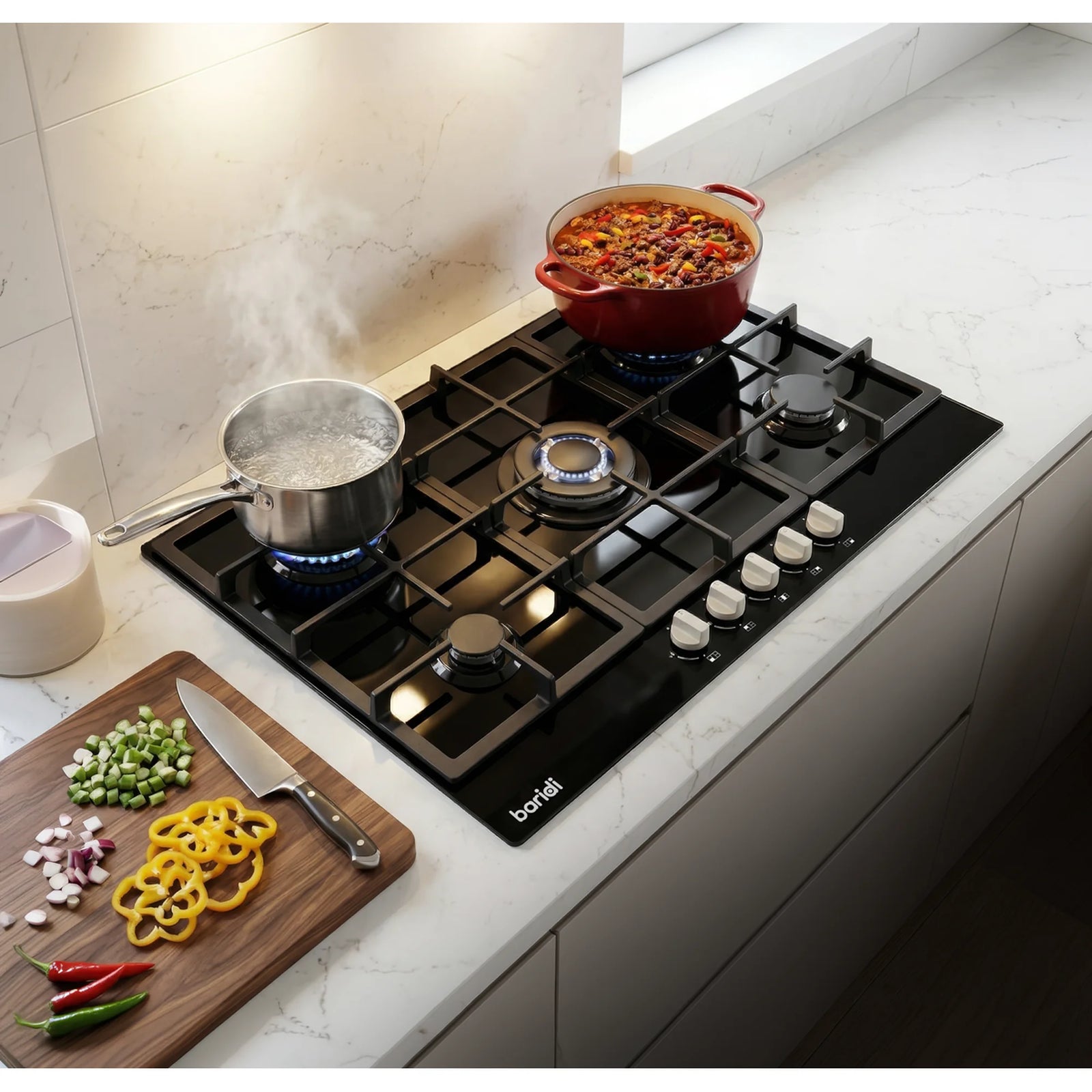 Baridi Gas Hob DH383 90cm with 5 Burners & 11kW Power