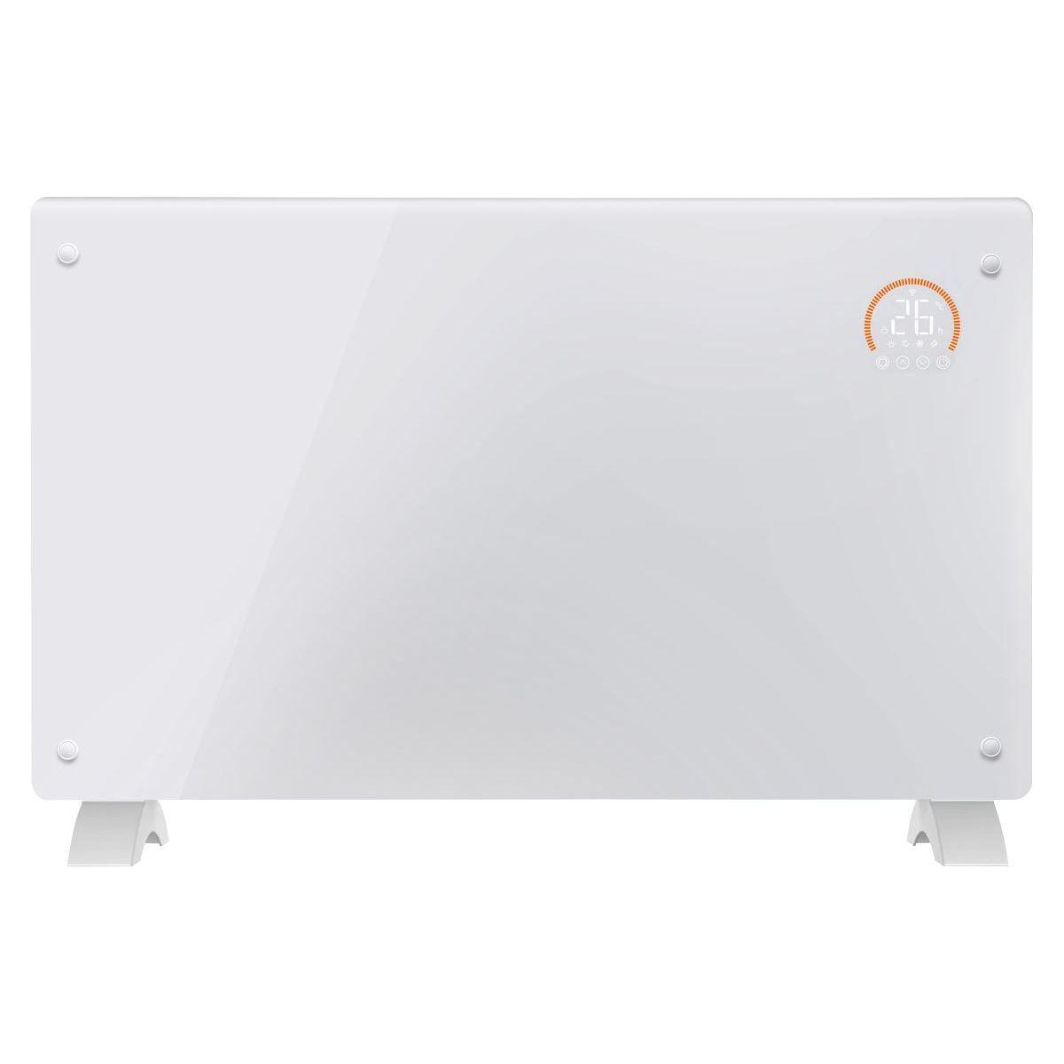 Baridi 2000W Electric Glass Panel Heater with 24/7 Timer, Remote Control & Wi-Fi - White