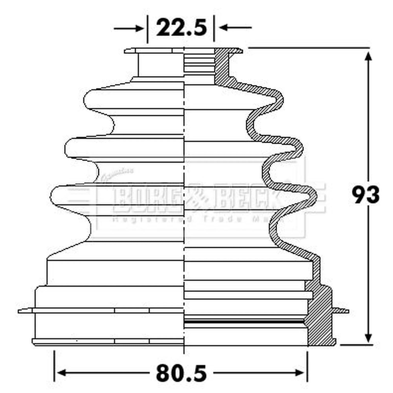 Borg & Beck Drive Shaft Bellow Kit transmission sided BCB6260