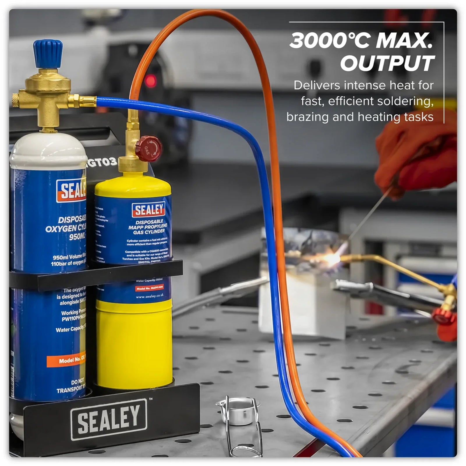 Sealey MAPP Gas & Oxygen Brazing Kit with 400g Cylinder