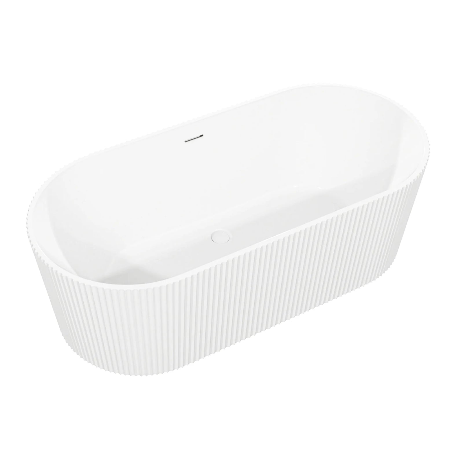 Baridi Double-Ended Fluted Bath 150cm Gloss White