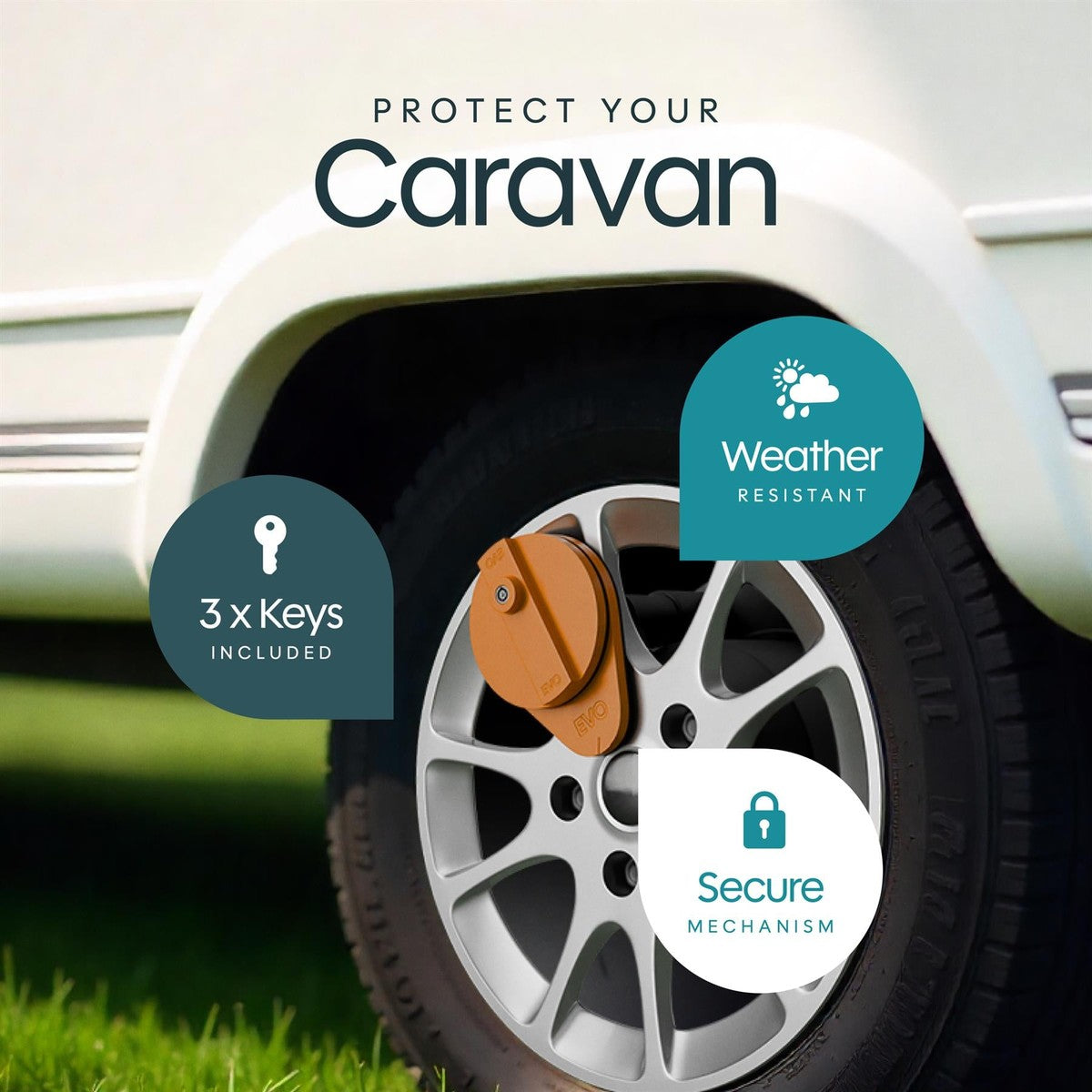 Leisurewize EVO Wheel Lock for Caravans fitted with an AL-KO receiver