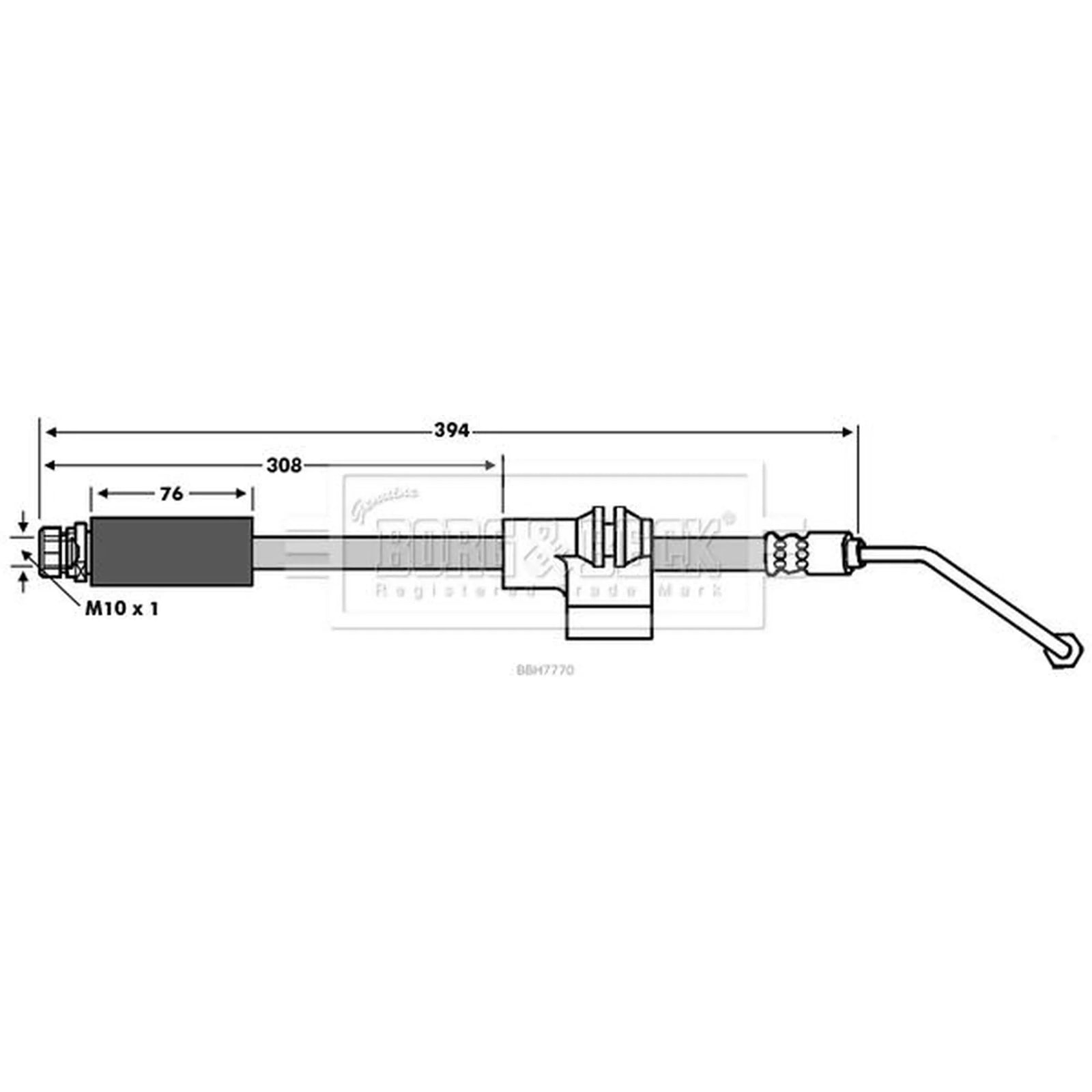 Borg & Beck Brake Hydraulic Hose Line Rear Right BBH7770